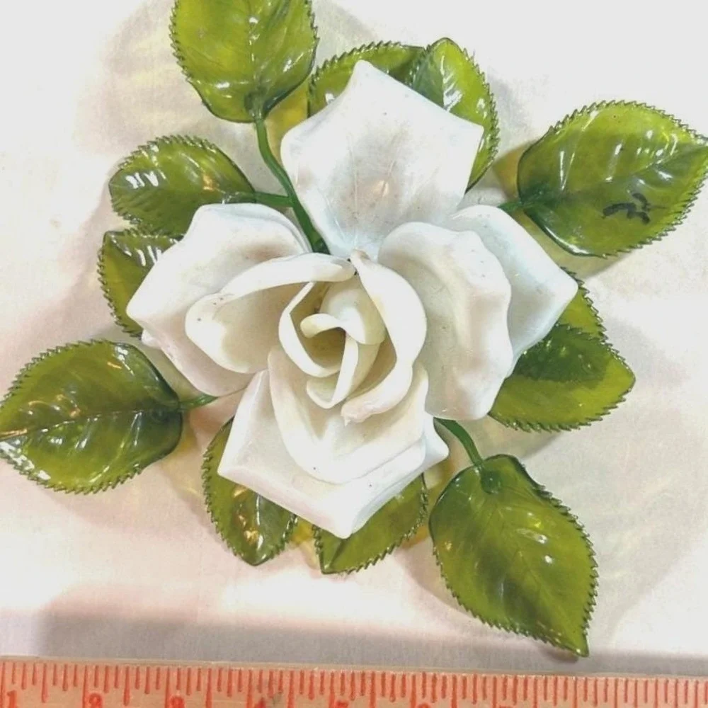 Vintage 1991 Garage Inc Acrylic White Rose‎ Sculpture 8